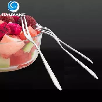 HANYANG Фруктовая вилка из нержавеющей стали с двумя зубцами Десертная вилка Mooncake Вилка с кончиком хвоста Вилка для торта