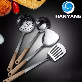 HANYANG Лопатка из нержавеющей стали, кухонная утварь, лопаточка с деревянной ручкой, кухонная лопатка 201-A