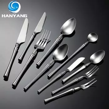 HANYANG 304 Нержавеющая сталь, маленькая талия, столовые приборы в западном стиле, набор ножей, вилок и ложек разных размеров, подарок для отеля