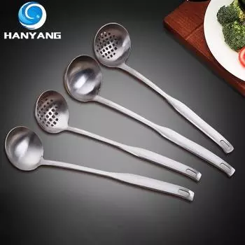 HANYANG нержавеющая сталь бытовая утолщенная анти-ошпаренная горячая кастрюля половник для супа кухонная утварь голая ручка ложка для протечек кухонные принадлежности Soup ladle30cmx7.5cm