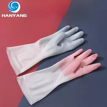 HANYANG перчатки для мытья посуды кухонные резиновые бытовые латексные прочные водонепроницаемые нескользящие резиновые перчатки для стирки S