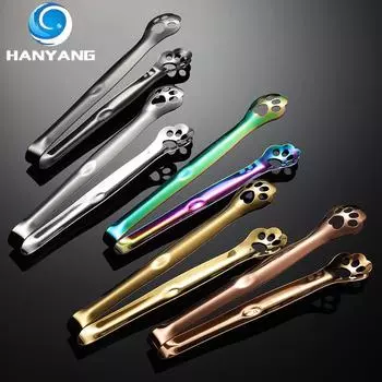 HANYANG 304 из нержавеющей стали в форме кошачьей лапы, зажим для еды, с титановым покрытием, красочный креативный зажим для хлеба, зажим для полотенец, зажим для льда серый