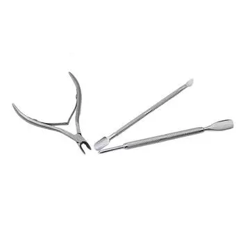 Hanyu 3 шт. ложка для дизайна ногтей, щипцы для кутикулы, маникюрный набор инструментов из нержавеющей стали one size