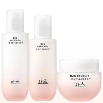 Hanyul Увлажняющая эссенция для упругости кожи с красным рисом + эмульсия + увлажняющий крем для упругости кожи 3 вида (один предмет), 1 кусок