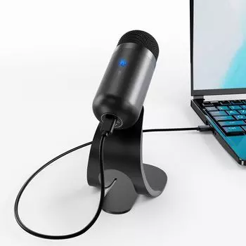 HAO BOSCH USB-микрофон ПК-микрофон Высокочувствительный микрофон на стойке Компьютерный микрофон Подсветка Отключение звука Plug Play Всенаправленный звук