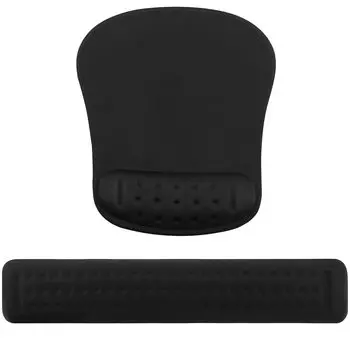 HAOCOO коврик для мыши, подставка для запястья для клавиатуры, набор из 2 предметов, пена с эффектом памяти, эргономичный подлокотник, подставка для запястья, снимающая усталость, для черного офиса/ПК/ноутбука чёрный