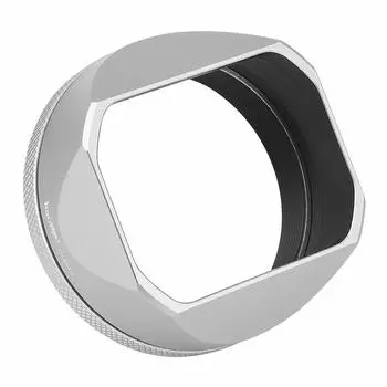 Haoge LH-X54W Square Metal Lens Hood with 49mm Adapter Ring for Fujifilm Fujifilm X100V Camera, Silver