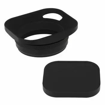 Haoge Square Metal Lens Hood Hollow Out with 49mm Adapter Ring for Fujifilm FinePix X100 X100S X100T X70 X100F X100V Camera Fujifilm Black LH-E3P