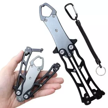 Haojiaho Fish Grip Fishing Ultra Fish Алюминий Ржавчина Ржавчина Рыба Рыба Управление одной рукой [Складная] Рукоятка, Легкая, Рукоятка, Сплав, Устойчивая, Доказательство,