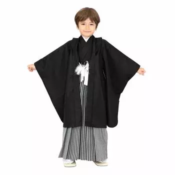 Haori and Hakama Set for 5 Years Black 12 Piece Set Nagajun Haori 2 Waist Boys Years Old [KYOETSU] Shichi-Go-San, Old, Kimono, Crest, Crest, (Haori, чёрный