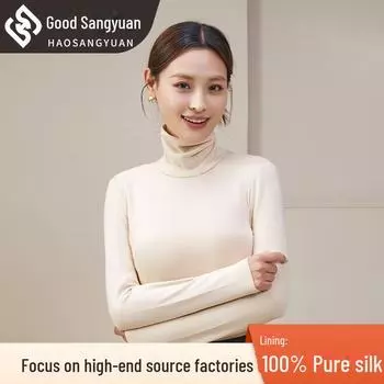 Haosangyuan Mulberry Silk High-Collar Turtleneck Sweater 4452 M (Up to 115 lbs) чёрный