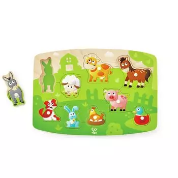 Hape E1408 Makiba no Animal Wooden Puzzle Toy for Ages 2 and Up Ensemble,