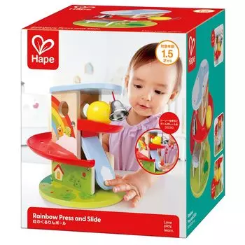 Hape Rainbow Kururin Ball 21 x 21 x 24cm Ages 3 and up Wooden Play Toy E8554