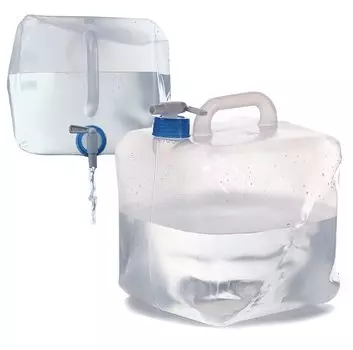 Happiest Water 10L x Полиэтиленовый бак с компактным резервуаром для воды Аварийное водоснабжение для стихийных бедствий Наружный набор из бака, 2, кран, складной, сумка,