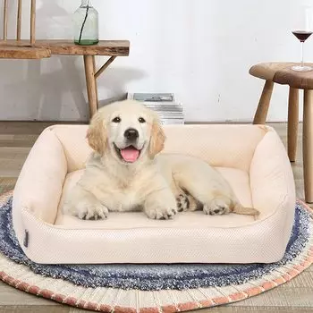 Happihausu Cat Dog All Seasons Warm Pet Cat Bed Полностью моющаяся кровать, кровать, коврик, коврик, домик, котацу, подставка, сетка, дышащая, (Бежевый, L) бежевый