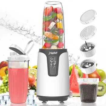 Happilaff Миксер Соковыжималка Мощная 450 Вт Высокомощная Кофемолка Многоцелевая Может Дробить Лед Мельница Для Бутылок 670 мл 300 мл Миксер Блендер Портативный Миксер Для Бутылок