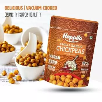 Happilo Chickpeas Power Combo Snack по 110 г каждая, нут с чили и чесноком, нут с тайским чили, нут с гималайской солью и перцем