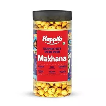 Happilo Makhana Superhot Peri Peri Jar 80 г, жареный фокс, полезная закуска, низкокалорийная, без глютена и веганская