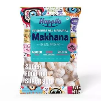 Happilo Premium All Natural Fox Nuts (Пхул Махана) 100 г, воздушные зерна семян лотоса/орехов горгоны, здоровая закуска с низким содержанием калорий, без глютена и веганская
