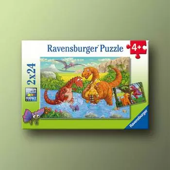 Happy Baby Dinosaur 2X24 Piece Ravensburger 4 Year Old Puzzle, популярная корейская настольная игра