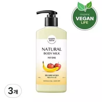 Happy Bath Действительно увлажняющее молочко для тела Яблоко и Банан, 400 мл, 3 корейских косметических средства