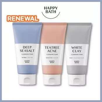 [Happy Bath] Глубокая морская соль, белая глина, очищающая пенка от прыщей Teatre 150 г (очищение пор, отшелушивание, уход за прыщами) Deep Seasalt 150g