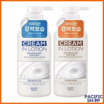 [Happy Bath] Крем-лосьон 2 вида 400 г (Белый мускус/Детская присыпка) WhiteMusk 400ml