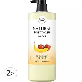 Happy Bath Natural Really Moist Body Wash, 900g, 2 units