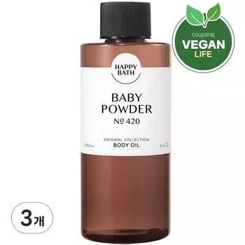 Happy Bath Original Collection Body Oil Baby Powder Fragrance, 250ml, 3 units