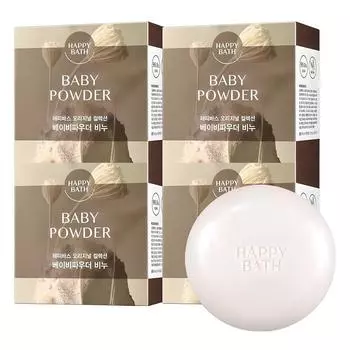 Happy Bath Original Collection Soap Baby Powder Scent, 90g, 4 pieces
