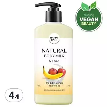 Happy Bath Really Moist Body Milk Apple Banana Flavor, 400g, 4 Pieces