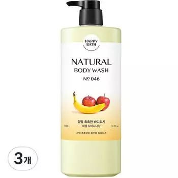 Happy Bath Really Moist Body Wash с ароматом яблока и банана, 900 г, 3 упаковки