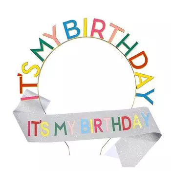 Happy Birthday Alloy Hair Band Shoulder Strap Birthday Party Decorations Kids Adults Birthday Headband Baby Shower Decor