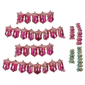 Happy Birthday Balloons Crown Birthday Party Aluminum Foil Round Balloon Pull Flag Banner Decoration Green