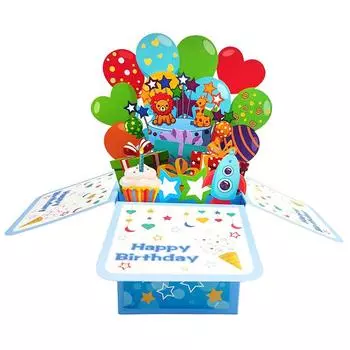 Happy Birthday Card,3D Pop Up First Birthday Greeting Card For Baby Boy,Son,Grandson,Nephew With 1 Envelop,1 Message Card