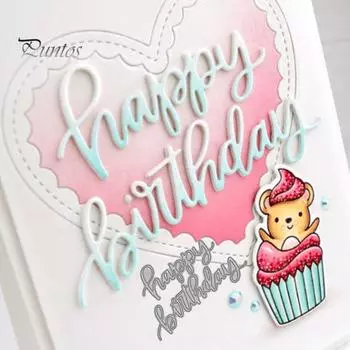 С Днем Рождения Вырубные штампы DIY Скрапбукинг Тиснение Бумага Открытки Изготовление Декора Форма серебряный