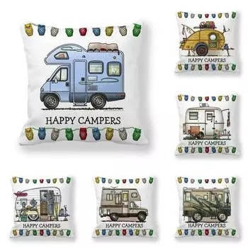 Happy Camper наволочка Сова Camper наволочка декоративная наволочка 45*45 см автомобильная наволочка hoofdkussen 450*450mm