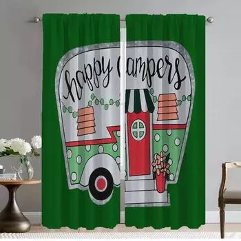 Happy Camping Elegant Room Curtains for Camera Blackout Curtain Tulle for Bedroom Home Interior Curtains 2 Pieces Shades Living W50xH70cmx2pcs-CL