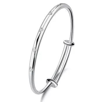 Happy Fashion Широкий круглый трубчатый цветок клевера Lucky Clover Гладкий скользящий браслет Adjustable size