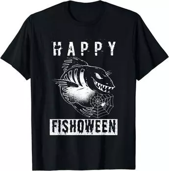 Happy Fishoween Рыбий скелет Хэллоуин костюм футболка унисекс S