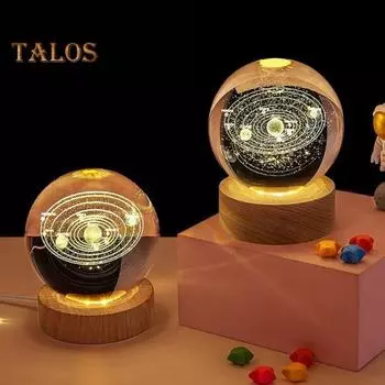 Happy Haves Cosmic Light Искусственный хрустальный шар Светильник 3D Солнечная система Успокаивающие звездные сферы Цветная лампа с дистанционным управлением Подарок для астрономии 8 cm
