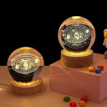Happy Haves Космический Свет Искусственный Хрустальный Шар Свет 3D Солнечная Система Успокаивающий Звездный