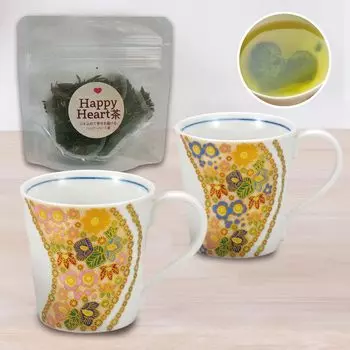 Happy Heart Tea Kutani Ware Пара кружек Подарочный набор Heart Tea Зеленый чай Подарок Стильная посуда Префектура Исикава Традиционный Happy Heart Tea x Высота