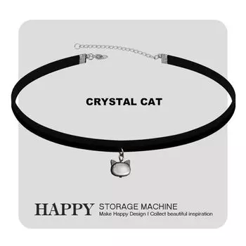 Happy Little Black Cat Flannel Pendant Girl Shell Shell small black cat flannel collar/30cm + 8cm