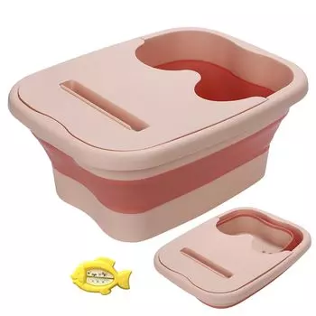 Happy mono Footbath Footbath Foam Footbath Footbath Ванна для ног с термометром для складывания воды В комплекте Ведро, Ванна, Ведро, Ванночка для ног, розовый