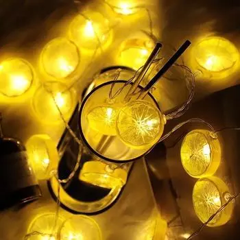 Happy New Year USB Lemon Led String Lights Indoor Atmosphere Christmas Decoration Room Battery Lights Party Waterproof 086 USB&1.5M 10LED оранжевый