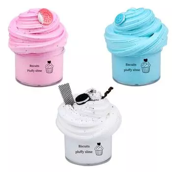 Happy Play Мягкая бисквитная глина Пушистая слизь 60 мл Пластилиновая грязь для взрослых и детей белый