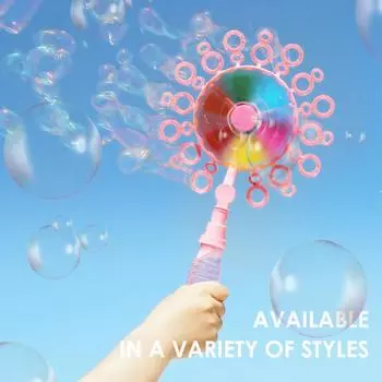 Happy Play Ручная ручная ветряная мельница-пузырь для детей, палочка-палочка для детей на открытом воздухе Double Holes розовый