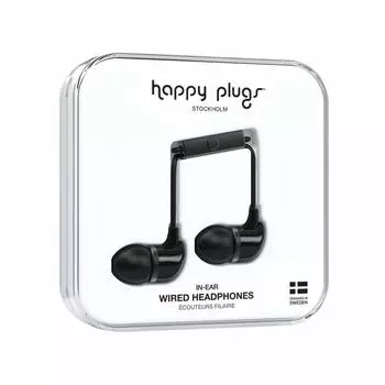 happy plugs earphones with remote control and microphone Compatible with iOS Android Black 7720 BLACK 7720 In-Ear in-ear IN-EAR []