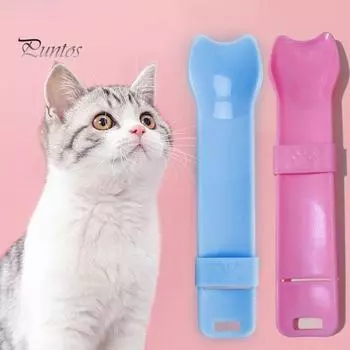 Happy Spoon Cat, легкая чистка, пресс для большого пальца, кормушка для лакомств с подвесным отверстием, безотходная гигиеническая ложка для выдавливания для домашних животных розовый